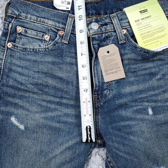 Levi's 510 Skinny Flex Stretch Jeans Ripped Distressed Blue Men's Size 29 x 30 - Picture 11 of 12